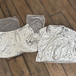 Stars Above Silver Velvet Pajama Set